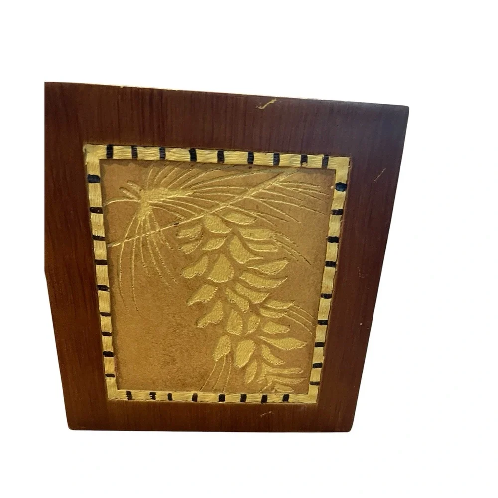 Vintage Wood Carved Tissue Box | Adirondack Pine Rustic Tissue Cover Midcentury